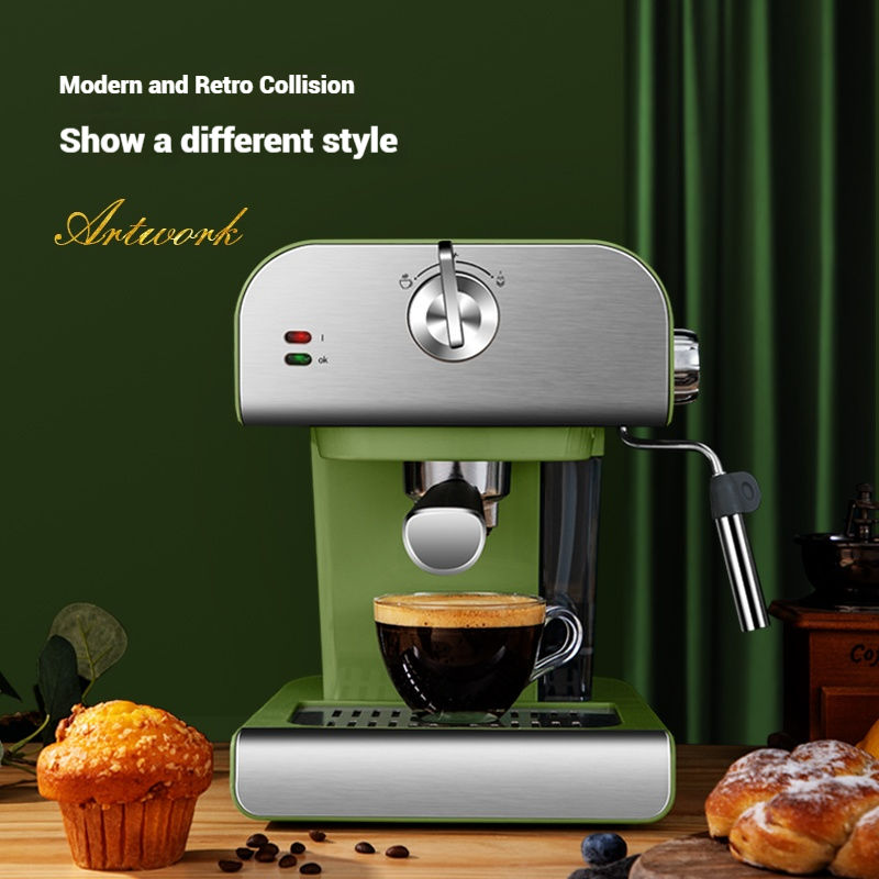 Green Fully Auto Coffee Machine Fully Automatic Latte Machine 0.9L Capacity 20 Bar