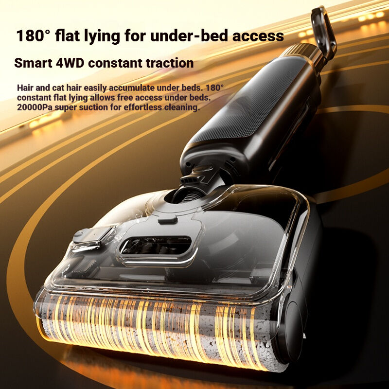 Cordless Wet Dry Vacuum Cleaner with 900ML Clean Water Tank Brushless Motor and PTC High Temperature Drying Floor Cleaner Machine