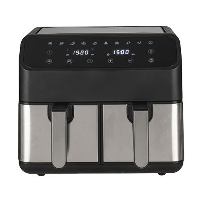 Left and right double compartment black 8L stainless steel air fryer